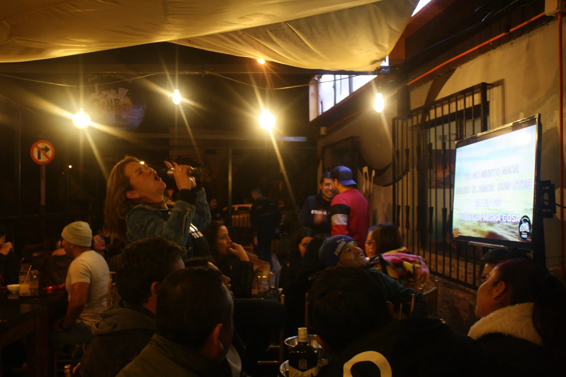 Amigos compartiendo una noche de karaoke en La Calle
